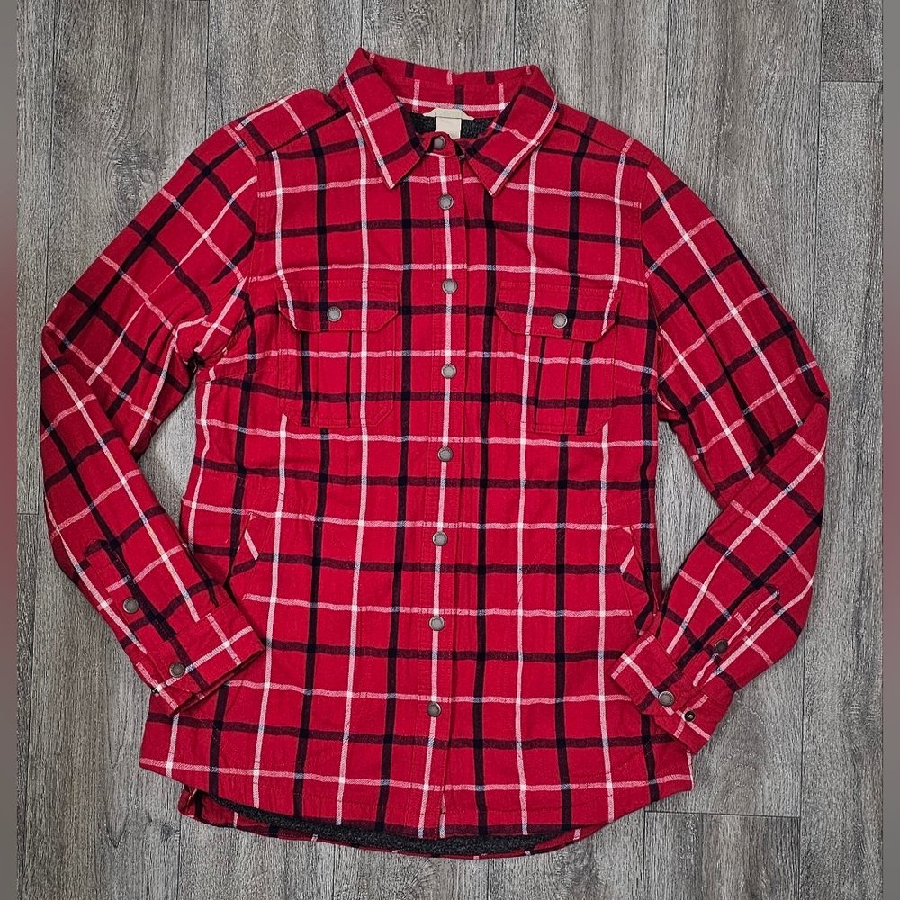 Women's Duluth Trading Co. Free Swingin' Lined Flannel Shirt-Size Medium - Picture 1 of 4